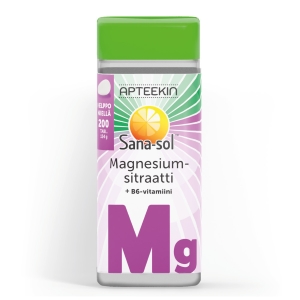 Apteekin Sana-Sol Magnesiumsitraatti+B6-Vitamiini 200 tabl./154 g