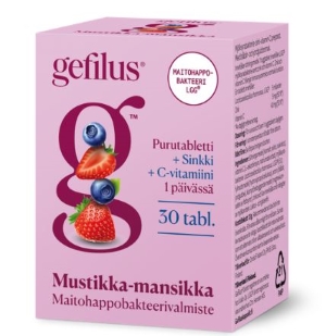 Gefilus C+Sinkki Mustikka-mansikka purutabletti 30kpl