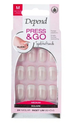 Depend Press & Go French Look Rosa Medium Square tekokynnet 24 kpl