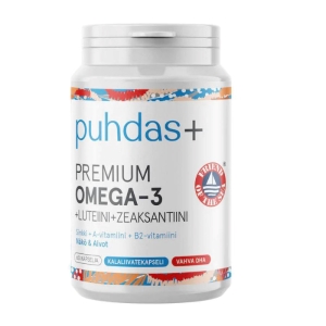 Puhdas+ Premium Omega-3 + Luteiini + Zeaksantiini FOS Sertifioitu 60 kaps